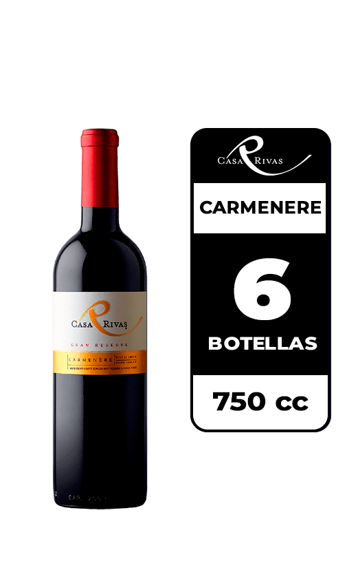 6x Vino Casa Rivas Gran Reserva Carmenere 750cc
