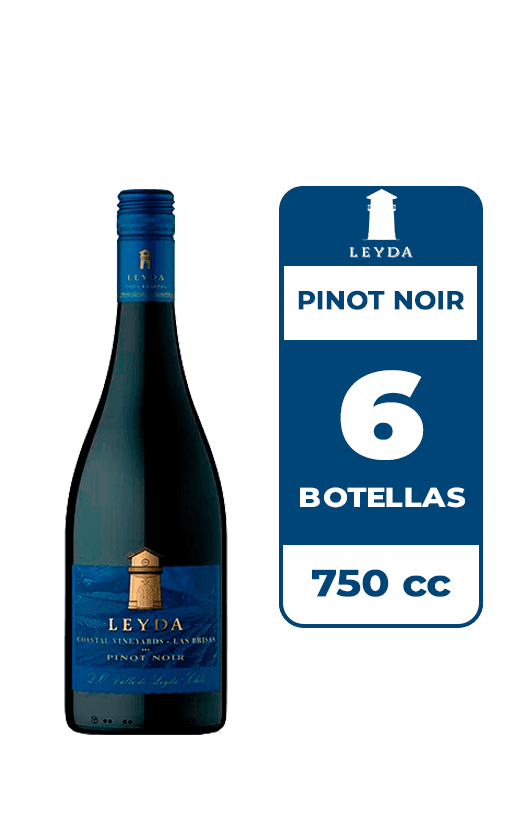 6x Vino Leyda Coastal Vineyard Pinot Noir Las Brisas 750cc