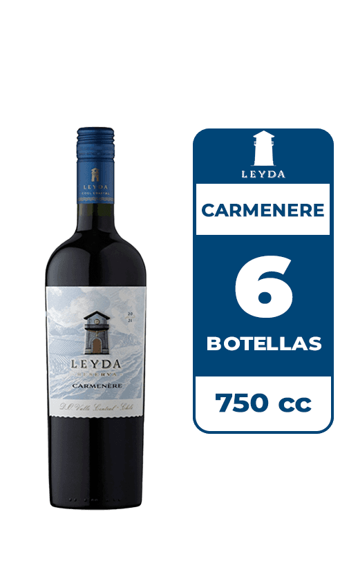 6x Vino Leyda Reserva Carmenere 750cc