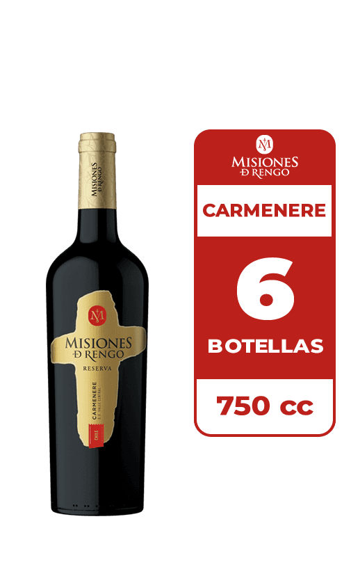 6x Vino Misiones De Rengo Reserva Carmenere 750cc