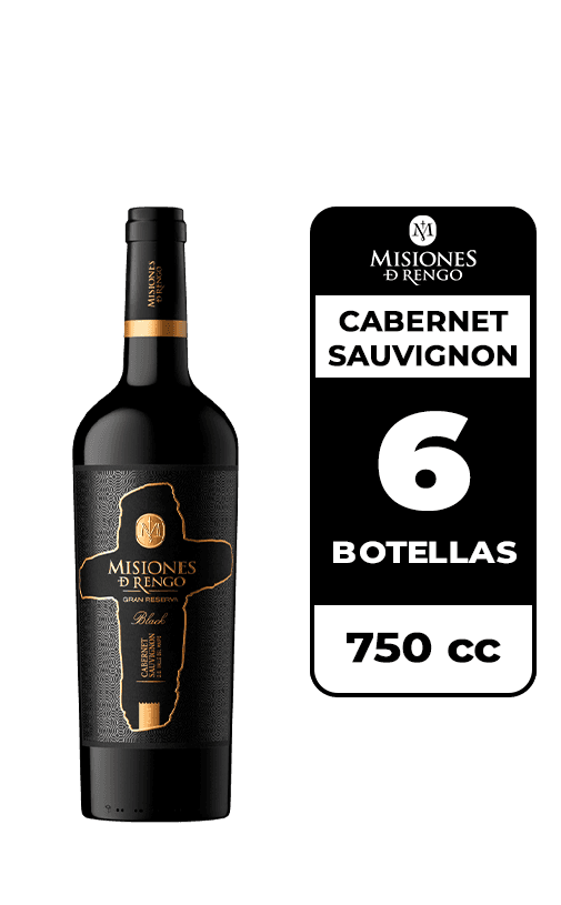 6x Vino Misiones De Rengo Black Cabernet Sauvignon 750cc
