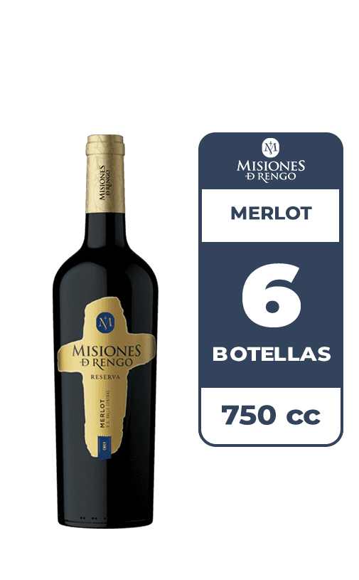 6x Vino Misiones De Rengo Reserva Merlot 750cc