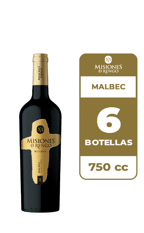 6x Vino Misiones De Rengo Reserva Malbec 750cc