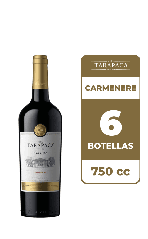 6x Vino Tarapacá Reserva Carmenere 750cc