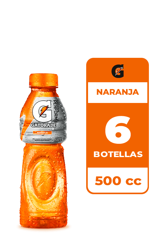 6x Bebida Isotónica Gatorade Naranja 500cc